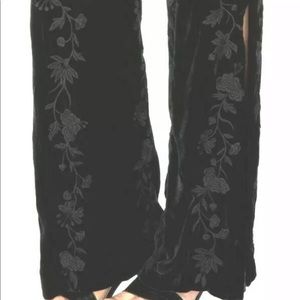 Johnny Was RENEE Embroidered side-slit Palazzos